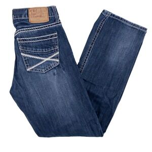 John B Stetson Mens 29x32 Modern Straight Leg Jeans 1312 Contrast Stitch Western